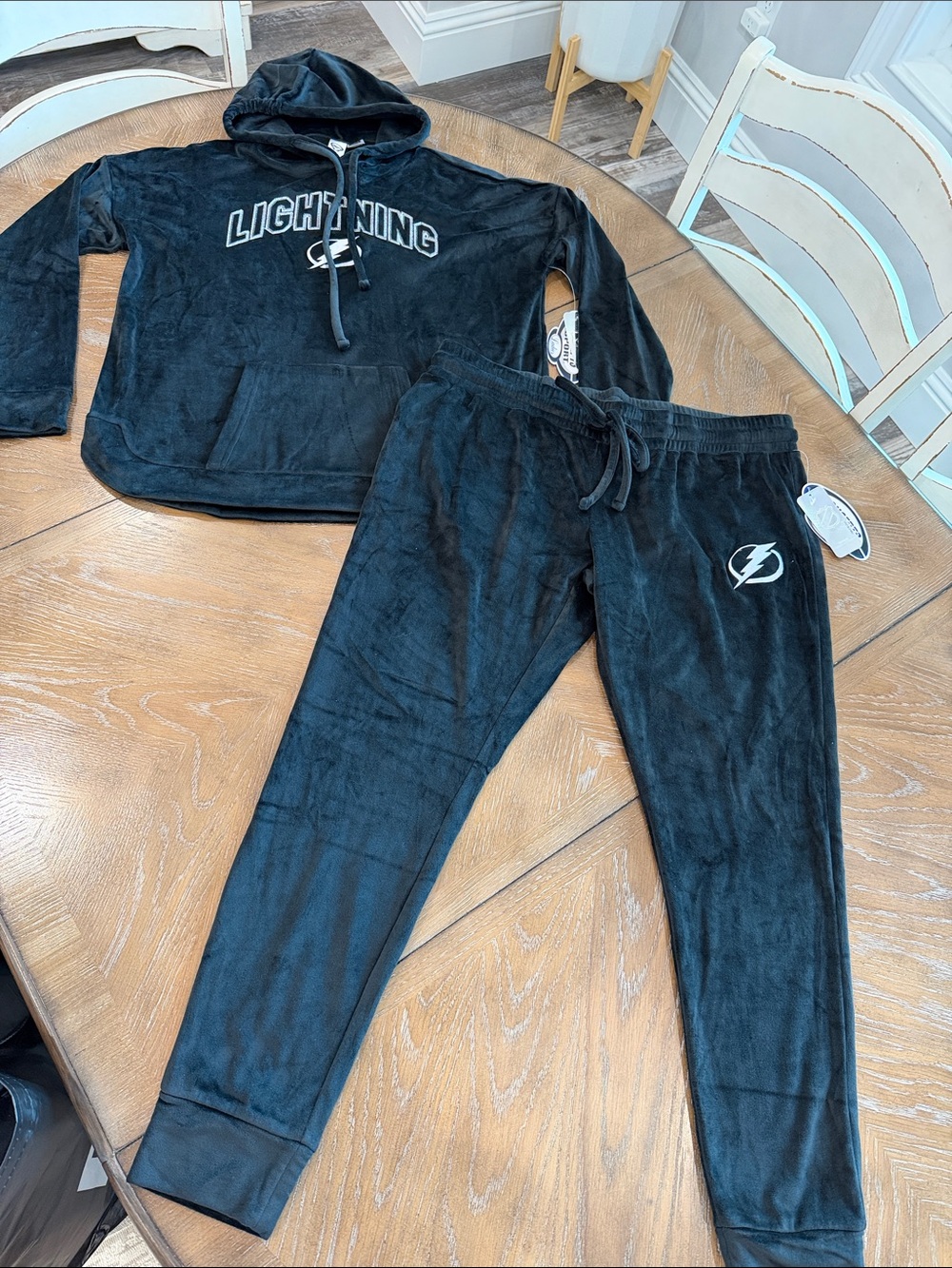 Black Plush Lightning Jogger Pants - Women's